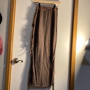 Fashion Nova Brown Maxi Skirt with Fringe